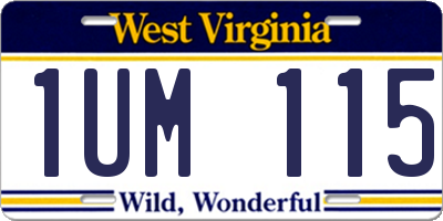 WV license plate 1UM115