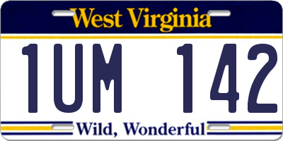 WV license plate 1UM142