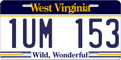 WV license plate 1UM153