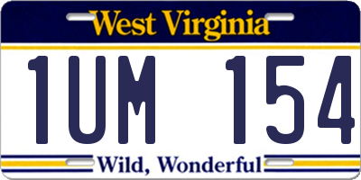 WV license plate 1UM154