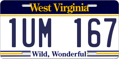 WV license plate 1UM167