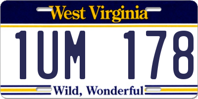 WV license plate 1UM178