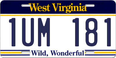 WV license plate 1UM181