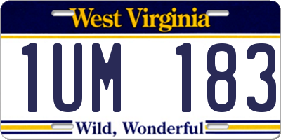 WV license plate 1UM183