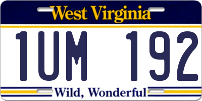 WV license plate 1UM192