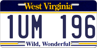 WV license plate 1UM196