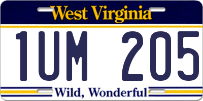 WV license plate 1UM205