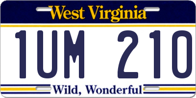 WV license plate 1UM210
