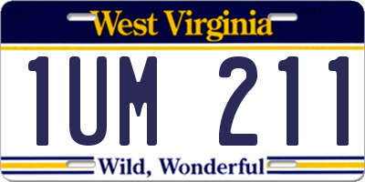 WV license plate 1UM211