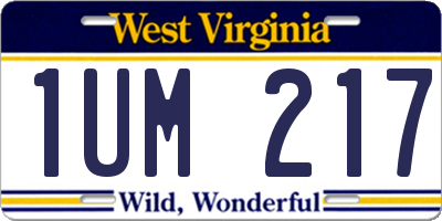 WV license plate 1UM217