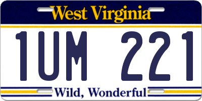 WV license plate 1UM221