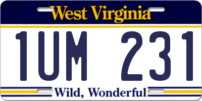 WV license plate 1UM231