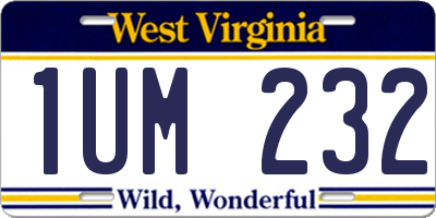 WV license plate 1UM232