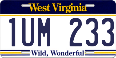 WV license plate 1UM233