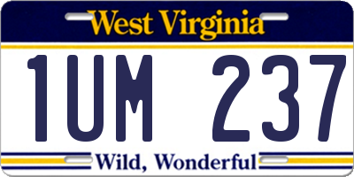 WV license plate 1UM237