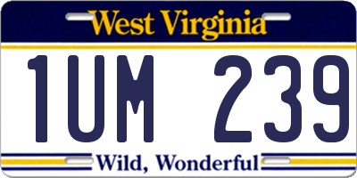 WV license plate 1UM239