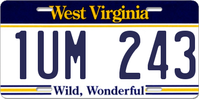 WV license plate 1UM243