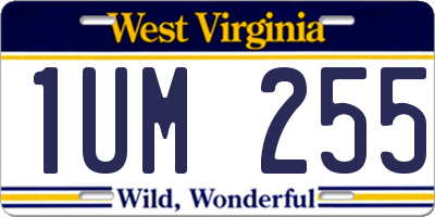 WV license plate 1UM255
