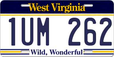 WV license plate 1UM262