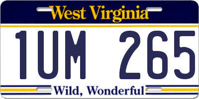 WV license plate 1UM265