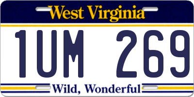 WV license plate 1UM269
