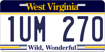 WV license plate 1UM270