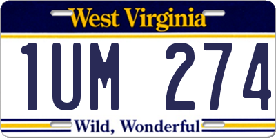 WV license plate 1UM274