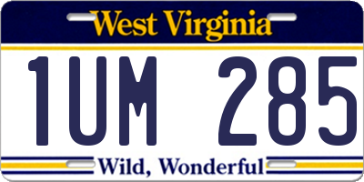 WV license plate 1UM285
