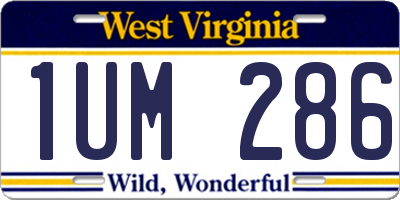 WV license plate 1UM286
