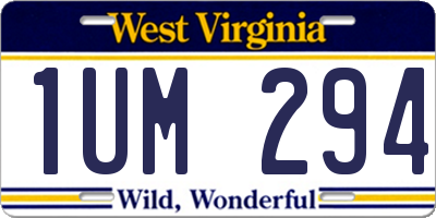 WV license plate 1UM294