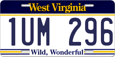 WV license plate 1UM296