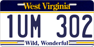 WV license plate 1UM302
