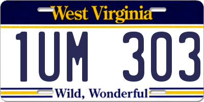 WV license plate 1UM303
