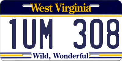 WV license plate 1UM308