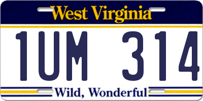 WV license plate 1UM314