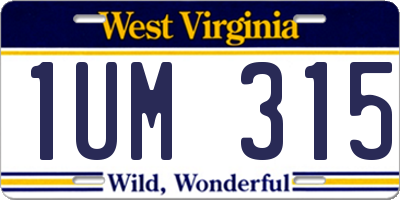 WV license plate 1UM315