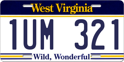 WV license plate 1UM321