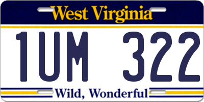 WV license plate 1UM322