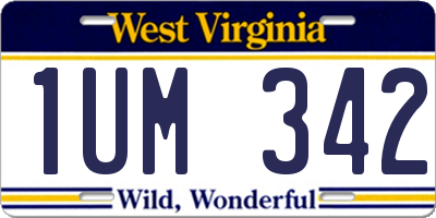 WV license plate 1UM342