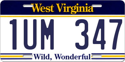 WV license plate 1UM347