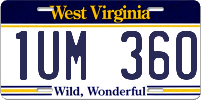 WV license plate 1UM360