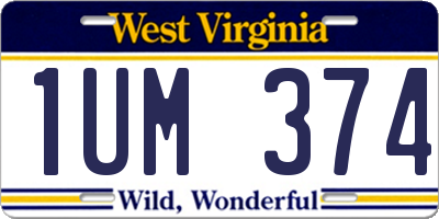 WV license plate 1UM374