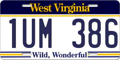 WV license plate 1UM386
