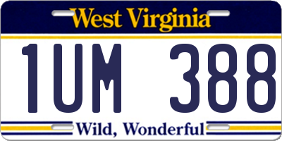 WV license plate 1UM388