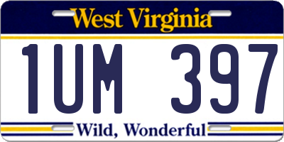 WV license plate 1UM397