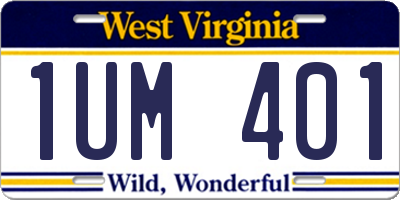 WV license plate 1UM401
