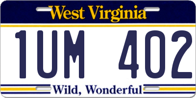 WV license plate 1UM402