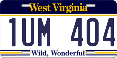 WV license plate 1UM404
