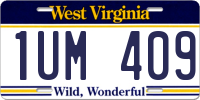 WV license plate 1UM409
