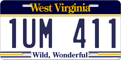 WV license plate 1UM411